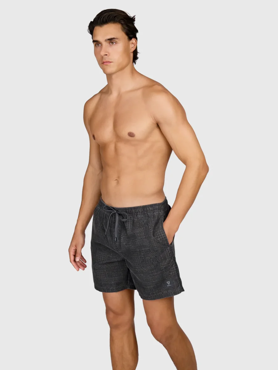 Helios-Print Men Swim Shorts | Black