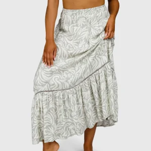 Romaine-Print Women Skirt | Aqua Grey